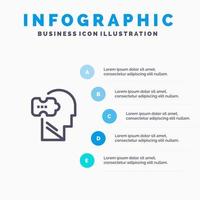 Logik-Geist Problemlösung Liniensymbol mit 5 Schritten Präsentation Infografiken Hintergrund vektor