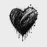 Herz handgezeichnetes Herzsymbol Zeichen - Pinselzeichnung Kalligrafie Herz schwarzes Herzsymbol - Herz-Cartoon-Vektorillustration vektor