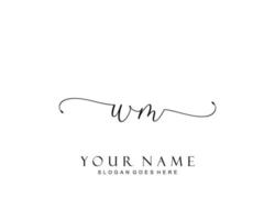 första wm skönhet monogram och elegant logotyp design, handstil logotyp av första signatur, bröllop, mode, blommig och botanisk med kreativ mall. vektor