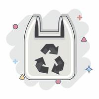 Symbol recycelte Plastiktüte. bezogen auf Umweltsymbol. Comic-Stil. einfache Abbildung. Erhaltung. Erde. sauber vektor