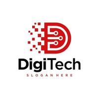 digitale technologie pixel anfangsbuchstabe d logo designvorlage vektor