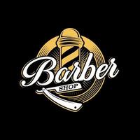 vintage barbershop logotyp design vektor mall