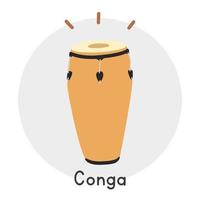 conga ClipArt tecknad serie stil. enkel söt brun trä- conga kuban percussion musikalisk instrument platt vektor illustration. percussion instrument conga hand dragen klotter stil. conga vektor design