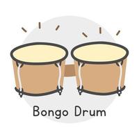 bongo trumma ClipArt tecknad serie stil. enkel söt brun bongo trummor percussion musikalisk instrument platt vektor illustration. percussion instrument bongo hand dragen klotter stil. bongo trumma vektor design