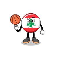 libanon flagga illustration som en basketboll spelare vektor