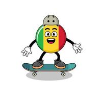 mali flagga maskot spelar en skateboard vektor