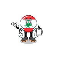 tecknad serie maskot av libanon flagga läkare vektor
