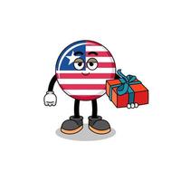 liberia-flaggenmaskottchenillustration, die ein geschenk gibt vektor