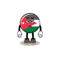 jordanien-flaggenkarikatur mit müdigkeitsgeste vektor