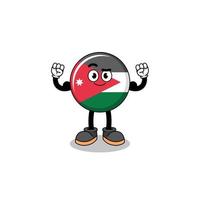maskottchenkarikatur der jordanien-flagge, die mit muskel aufwirft vektor