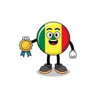 senegal-flaggen-karikaturillustration mit medaille der zufriedenheitsgarantie vektor