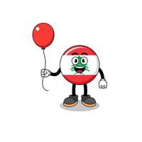 karikatur der libanon-flagge, die einen ballon hält vektor