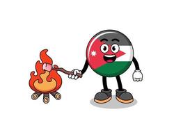 Illustration der jordanischen Flagge, die einen Marshmallow verbrennt vektor