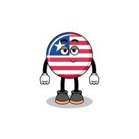 Liberia-Flagge Cartoon-Paar mit schüchterner Pose vektor