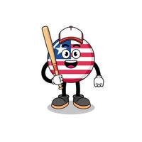 Liberia-Flaggenmaskottchenkarikatur als Baseballspieler vektor