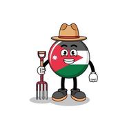 karikaturmaskottchen des jordanischen flaggenbauern vektor