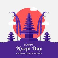 glücklicher nyepi-tag. balinesischer Tag der Stille. hinduistisches neues Jahr. vektor