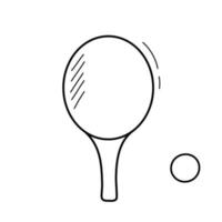 ping pong boll och raket. sporter klotter vektor illustration isolerat