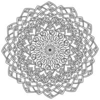 meditatives Konturmandala mit kunstvollen Mustern, Malseite in Form einer symmetrischen Figur vektor