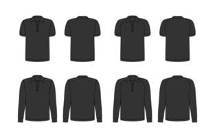 Umriss schwarze Polo-Vorlage Mock-up vektor