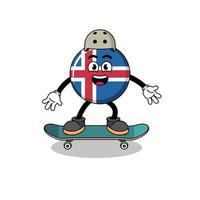 island flagga maskot spelar en skateboard vektor