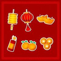 kinesiskt nyårsklistermärkesamling vektor