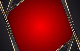 abstrakter roter Hintergrund mit schwarzem und goldenem Rahmen vektor