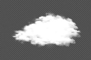 Rauch- und Nebelwolkenvektor auf einem dunklen transparenten Hintergrund. weiße Wolken und Nebelvektor für Vorlagendesign oder -manipulation. realistische wolke isoliert für sturm- oder himmeldesign. vektor
