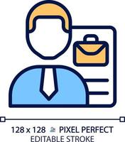 Rekrutierungspixel perfektes RGB-Farbsymbol. Einstellungsverfahren. Kandidaten auswählen. berufliche Stellung. Kopfjagd. Anwendung. isolierte Vektorillustration. einfache gefüllte Strichzeichnung. editierbarer Strich vektor