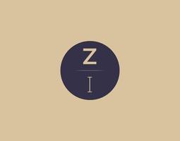 zi brief modern elegant logo design vektorbilder vektor