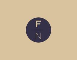 fn Brief moderne elegante Logo-Design-Vektorbilder vektor