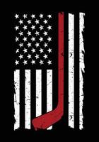 amerikan hockey flagga. svart och vit USA flagga och röd hockey vektor. vektor