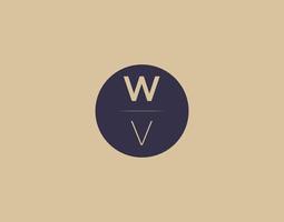 wv Brief moderne elegante Logo-Design-Vektorbilder vektor