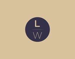 lw Brief moderne elegante Logo-Design-Vektorbilder vektor