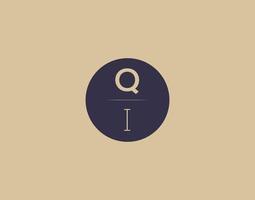 Qi-Buchstabe moderne elegante Logo-Design-Vektorbilder vektor