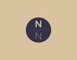 nn Brief moderne elegante Logo-Design-Vektorbilder vektor