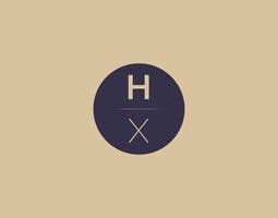 hx Brief moderne elegante Logo-Design-Vektorbilder vektor