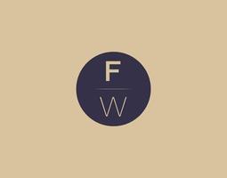 fw brev modern elegant logotyp design vektor bilder