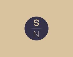 sn brev modern elegant logotyp design vektor bilder