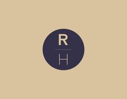 rh brev modern elegant logotyp design vektor bilder