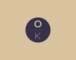 ok brev modern elegant logotyp design vektor bilder