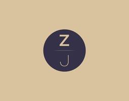 zj brev modern elegant logotyp design vektor bilder