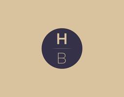 hb brief modern elegant logo design vektorbilder vektor