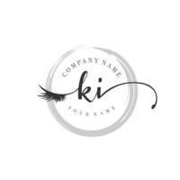 anfängliches ki-logo handschrift schönheitssalon mode modernes luxusmonogramm vektor