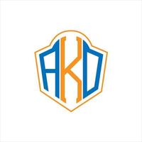 Ako abstraktes Monogramm-Schild-Logo-Design auf weißem Hintergrund. ako kreatives Initialen-Buchstabenlogo. vektor