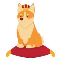 kunglig corgi ikon tecknad serie vektor. söt hund vektor