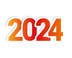 Zahl 2024 auf weißem Hintergrund, Aufkleber, rot-oranger Farbverlauf. vektor
