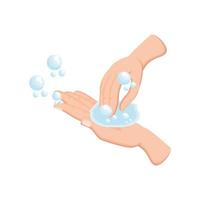 tvätta händerna med vatten och tvål på vit bakgrund vektor