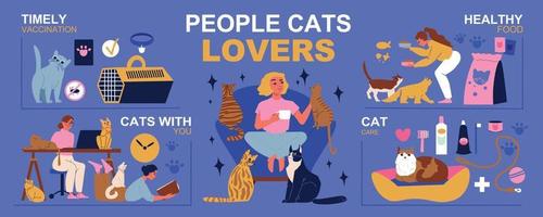 katter älskande infographic uppsättning vektor