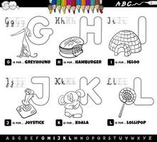 pädagogisches Cartoon Alphabet Set Malbuch vektor